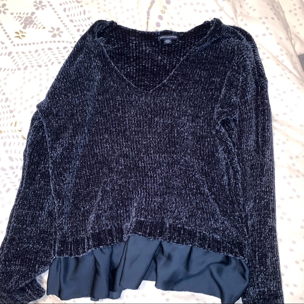 American eagle chiffon navy sweater